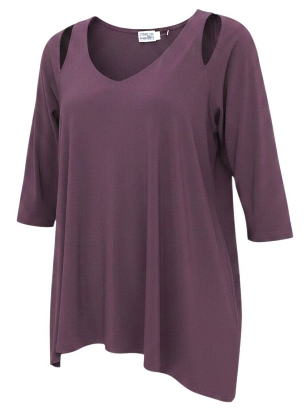 Sympli Burgundy Cold Shoulder Tunic with Asymmetrical Hemline Size 10